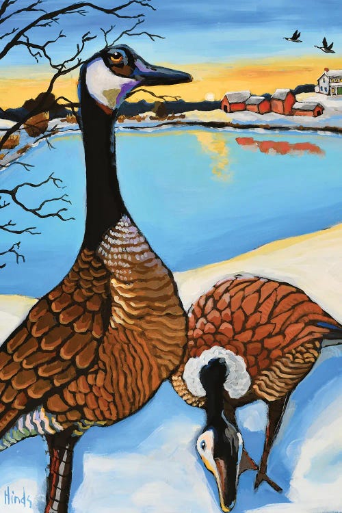 Canadian Geese By A Winter Lake by David Hinds wall art