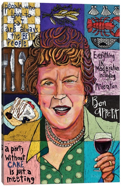 Julia Child Collage Canvas Art Print - Hand Drawings & Sketches