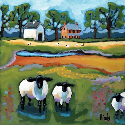 Canvas Print: Peaceful Farm Scene With Sheep by David Hinds - thumbnail