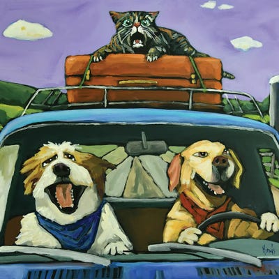 All Blues - Canvas Prints: Two Dogs And A Scaredy Cat Road Trip by David Hinds
