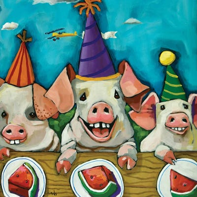 Celery - Canvas Prints: Party Pigs by David Hinds