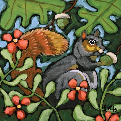 All Blues - Canvas Prints: Squirrel Among Colorful Foliage by David Hinds