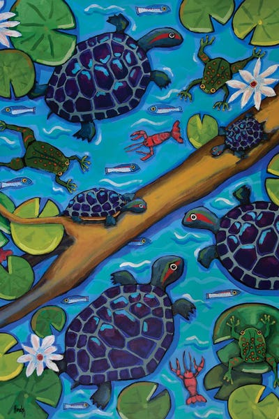 Canvas Print: Turtles, Frogs And Crawdads by David Hinds - thumbnail
