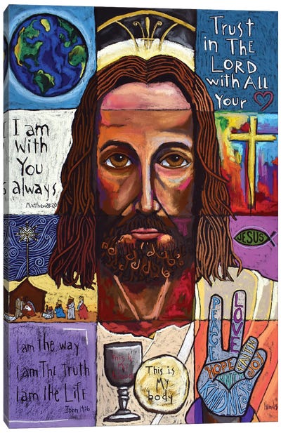 Jesus Christ Collage Canvas Art Print - Bible Verse Art