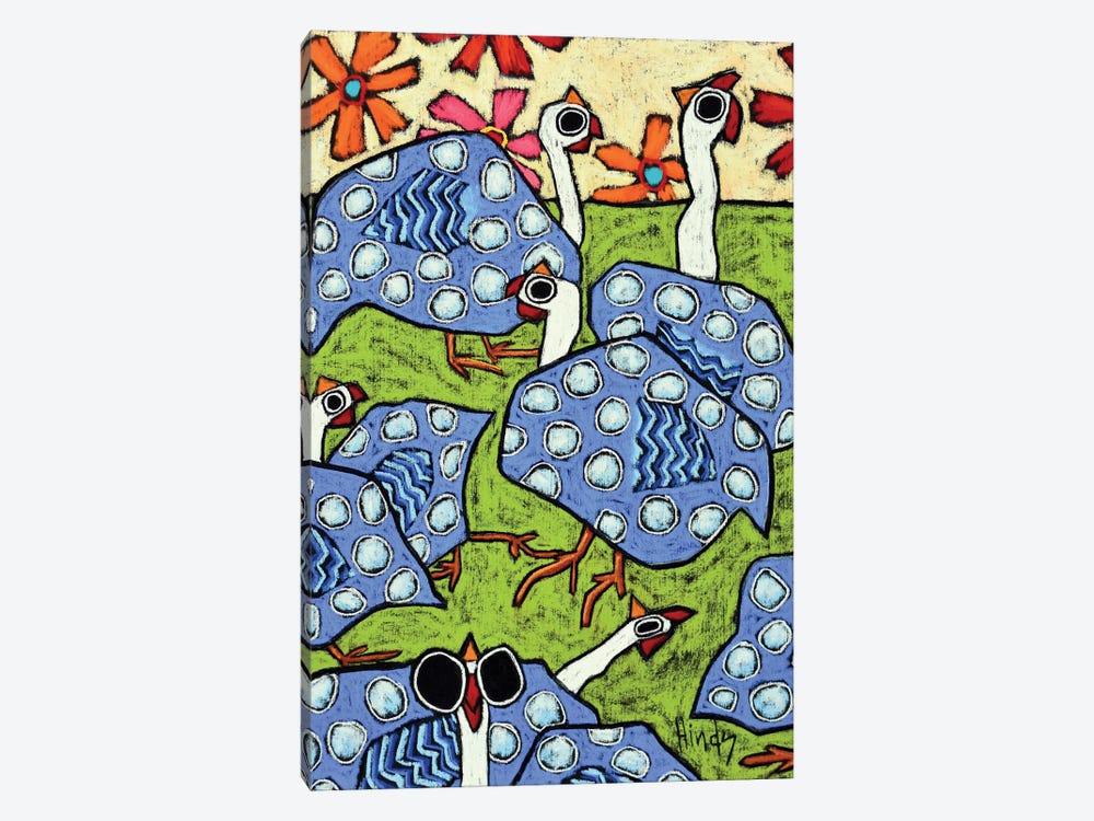Guinea Fowl In The Flowers by David Hinds 1-piece Canvas Wall Art
