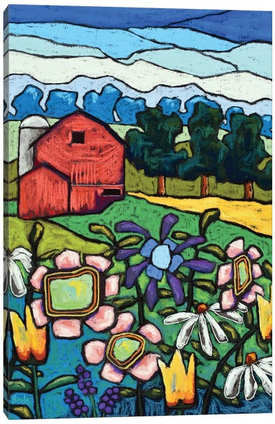Flowers Down On The Farm Canvas Art Print - David Hinds