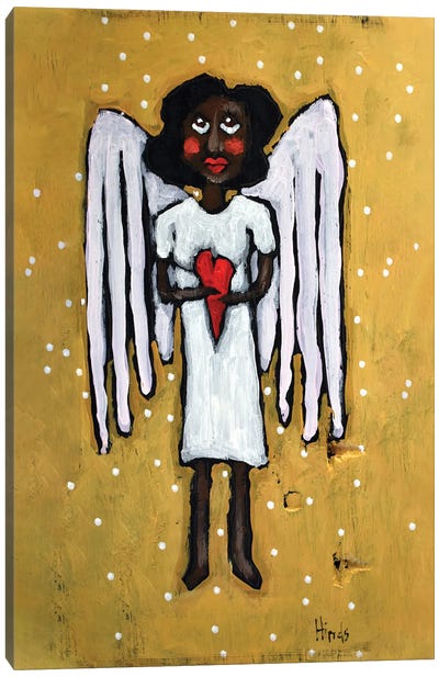Guardian Angel VII Canvas Art Print - Black Christmas Art
