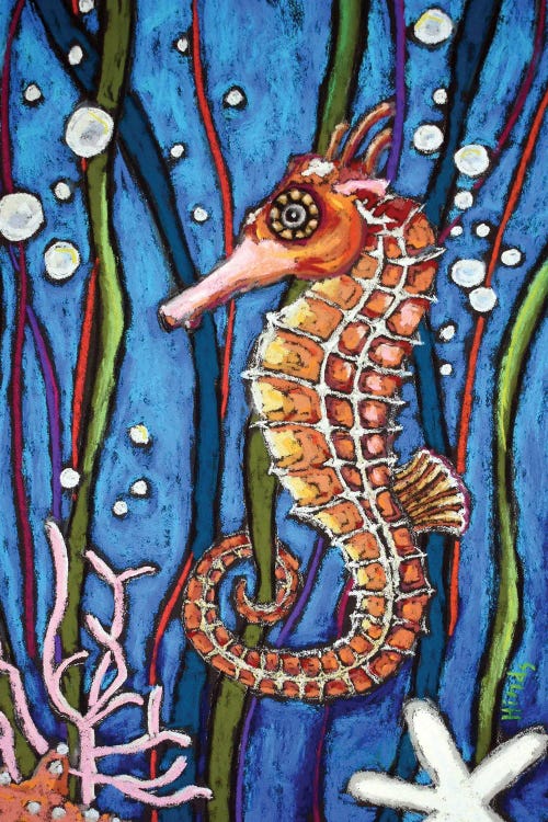 Colorful Seahorse by David Hinds wall art