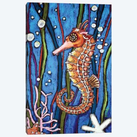 Colorful Seahorse Canvas Print #DHD77} by David Hinds Canvas Artwork