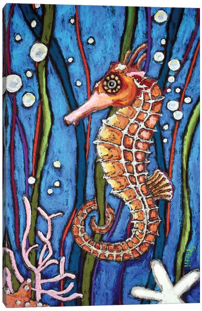Colorful Seahorse Canvas Art Print - Seahorse Art