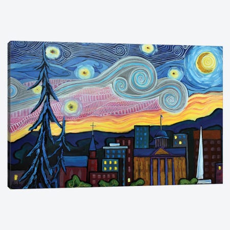 Starry Night Over Springfield Illinois Canvas Print #DHD7} by David Hinds Art Print