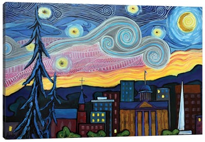 Starry Night Over Springfield Illinois Canvas Art Print - David Hinds
