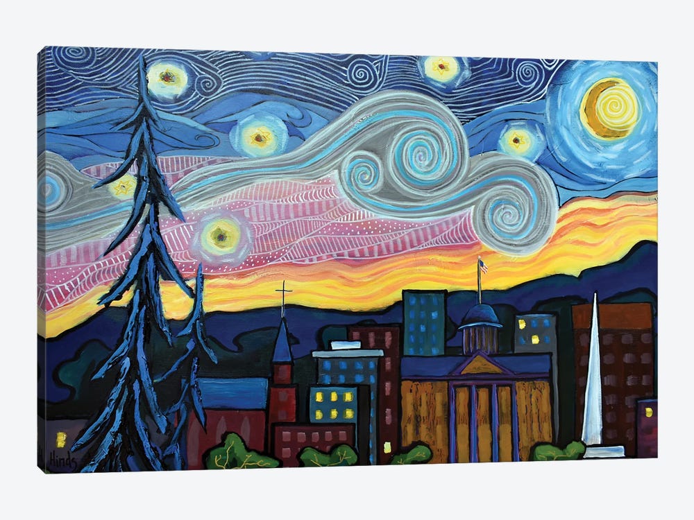 Starry Night Over Springfield Illinois by David Hinds 1-piece Canvas Print