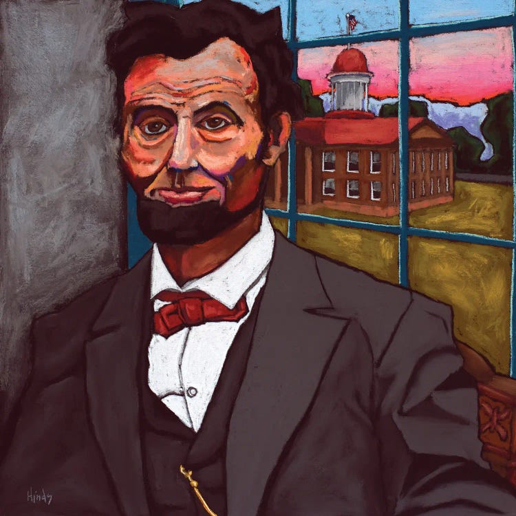 Abraham Lincoln At Sunset Overlooking The Old State Capitol