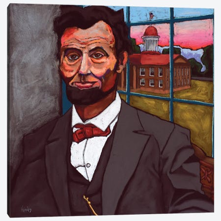 Abraham Lincoln At Sunset Overlooking The Old State Capitol Canvas Print #DHD80} by David Hinds Canvas Wall Art