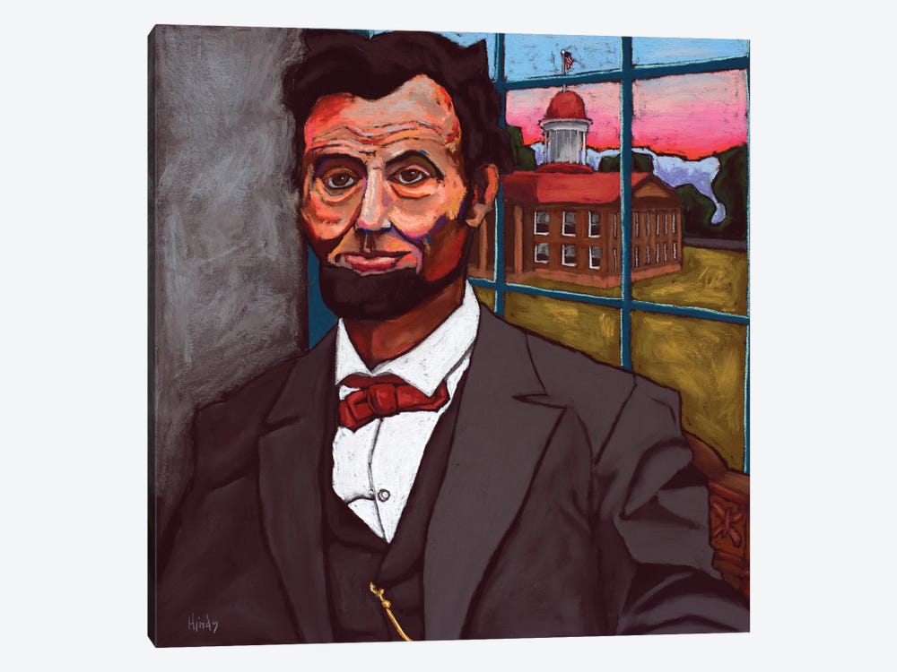 Abraham Lincoln At Sunset Overlooking The Old State Capitol by David Hinds 1-piece Canvas Print