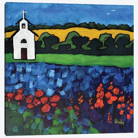Abstract Little White Church Canvas Print #DHD88} by David Hinds Canvas Wall Art