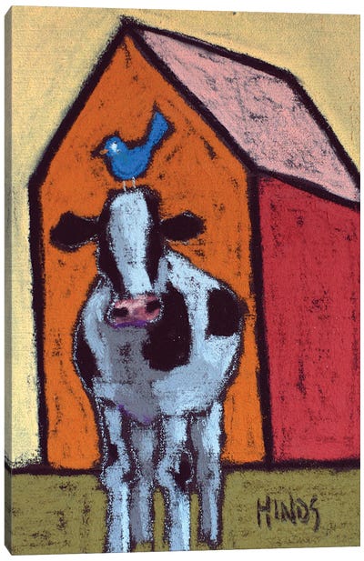 Abstract Cow In The Barn Lot Canvas Art Print - David Hinds