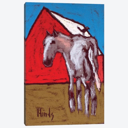 Abstract Horse And Barn Canvas Print #DHD91} by David Hinds Canvas Art Print