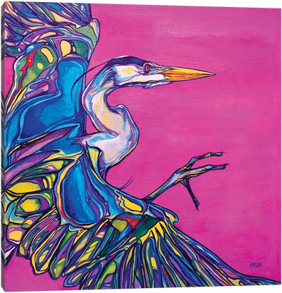 Taking Flight Canvas Art Print - Heron Art