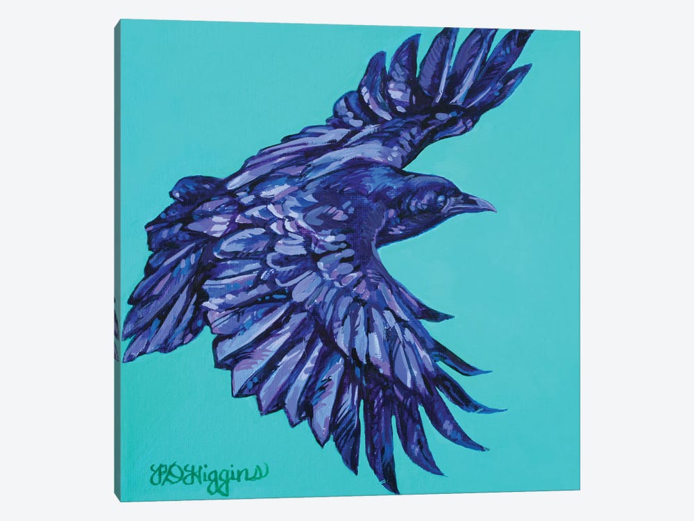 Teal Crow by Derrick Higgins 1-piece Canvas Artwork