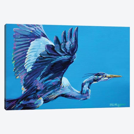 Blue Herron Canvas Print #DHG10} by Derrick Higgins Canvas Artwork