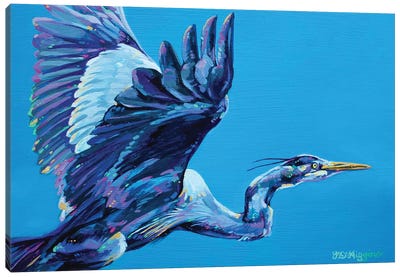 Blue Herron Canvas Art Print - Derrick Higgins 
