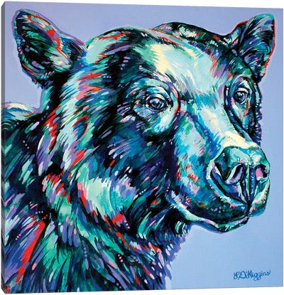 Mauve Bear Canvas Art Print - Black Bear Art