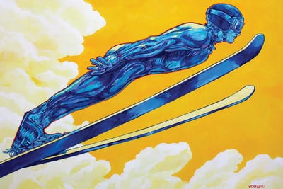 Ski Jumper by Derrick Higgins framed canvas print