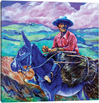 Blue Donkey Canvas Art Print - Donkey Art