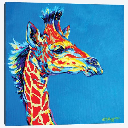 Blue Giraffe Canvas Print #DHG24} by Derrick Higgins Canvas Art