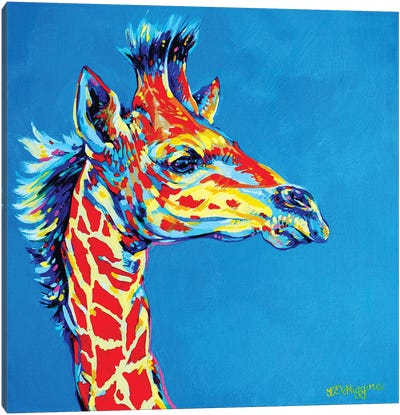 Blue Giraffe Canvas Art Print - Derrick Higgins 