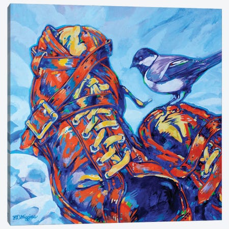Chickadee Boots Canvas Print #DHG38} by Derrick Higgins Canvas Artwork