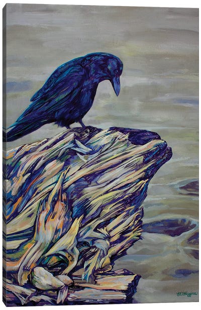Contemplation Canvas Art Print - Crow Art