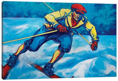 Cross Country Skier Canvas Art Print - Skiing Art