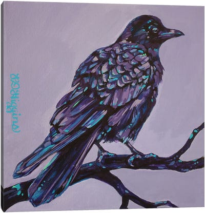 Mauve Crow Canvas Art Print - Crow Art