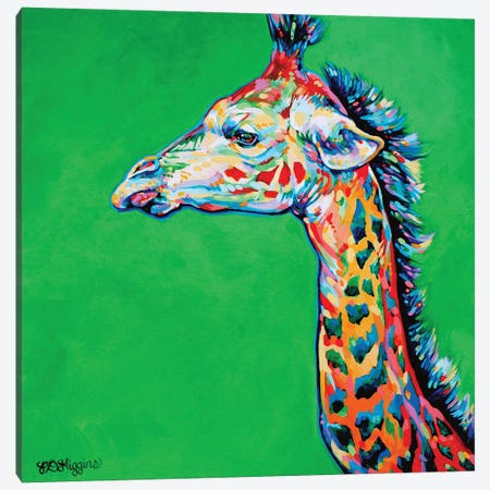 Green Giraffe Canvas Print #DHG56} by Derrick Higgins Art Print