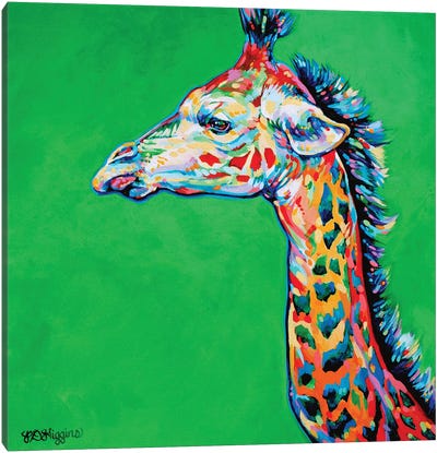 Green Giraffe Canvas Art Print - Chromatic Kingdom