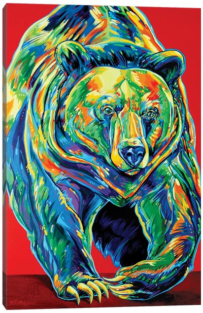 Grizzly On The Move Canvas Art Print - Grizzly Bear Art