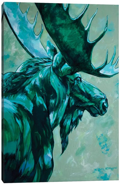 Jade Moose Canvas Art Print - Moose Art