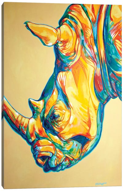 Golden Rhino Canvas Art Print - Rhinoceros Art