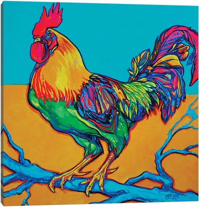 Rooster Perch Canvas Art Print - Derrick Higgins 