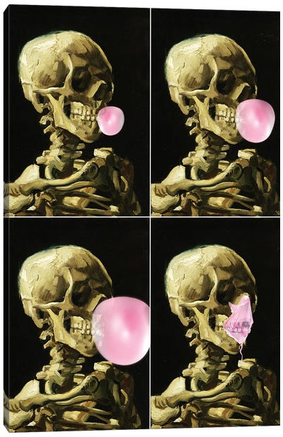 Skull Gum Explosion Canvas Art Print - Bubble Gum