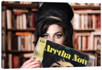 Amy At Vinyl Store Canvas Art Print - Amy Winehouse