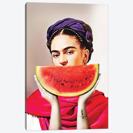 Watermelon Frida Canvas Print #DHT32} by Dikhotomy Art Print