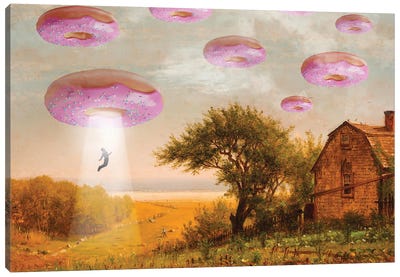 Donut Invasion Canvas Art Print - Space Fiction Art