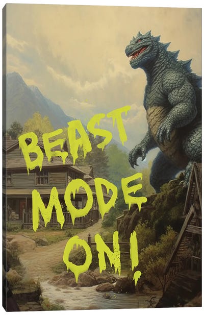 Beast Mode On Canvas Art Print - Godzilla