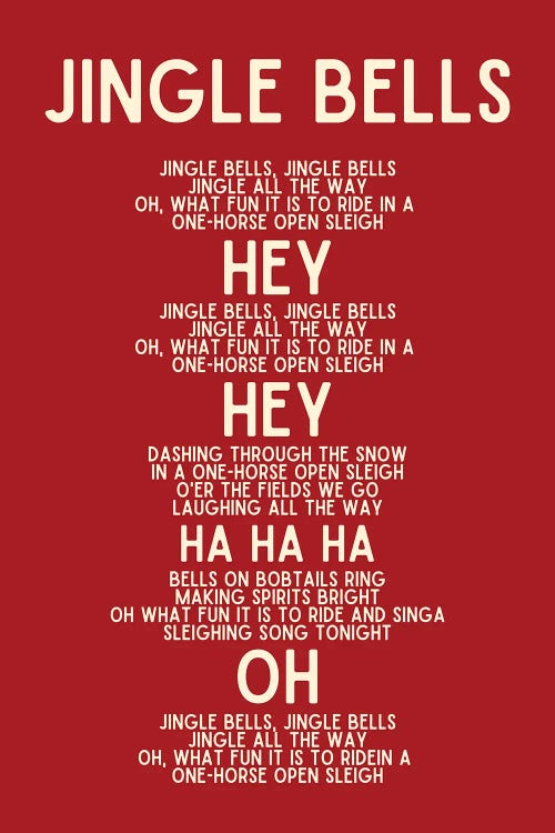 Jingle Bells Christmas Lyrics In Red