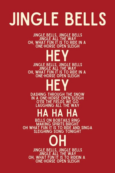 Jingle Bells Christmas Lyrics In Red