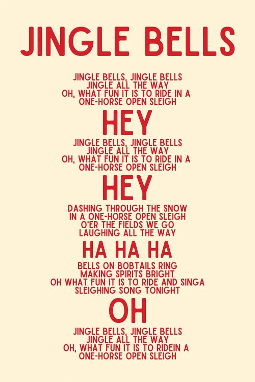 Jingle Bells Christmas Lyrics In Cream